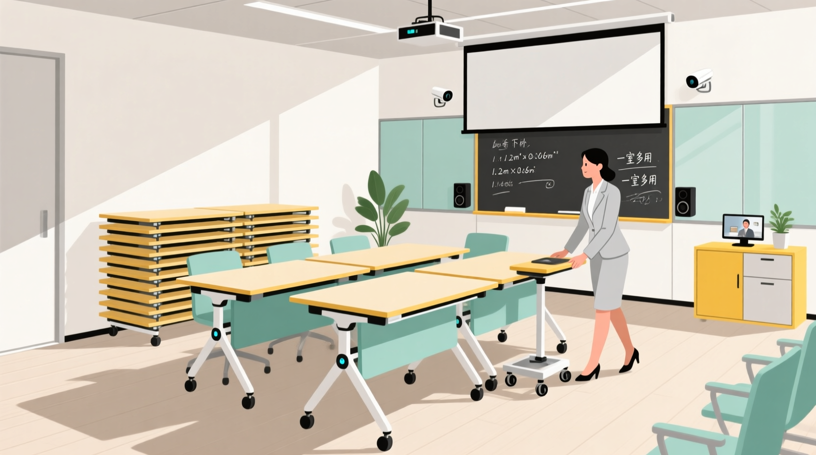 现代模块化会议桌实景图